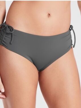 Athleta Scrunch Full Tide Bottom Gray Side-Tie Bikini Bottoms size medium